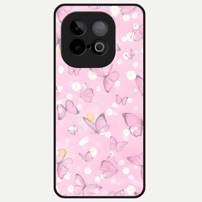  Blush Butterfly Garden Glass Case for iQOO Neo 10 back cover – full design glossy printed glass finish