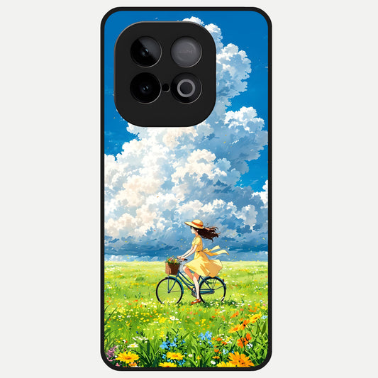  Breezy Meadow Ride Glass Case for iQOO Neo 10 back cover – full design glossy printed glass finish