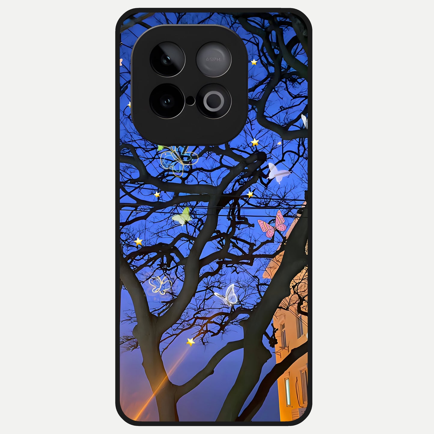  Butterfly Night Magic Glass Case for iQOO Neo 10 back cover – full design glossy printed glass finish