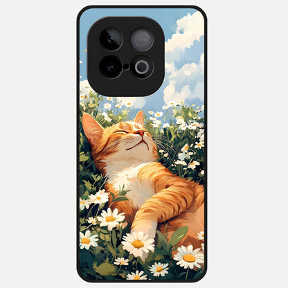  Cat And Flowers View Glass Case for iQOO Neo 10 back cover – full design glossy printed glass finish