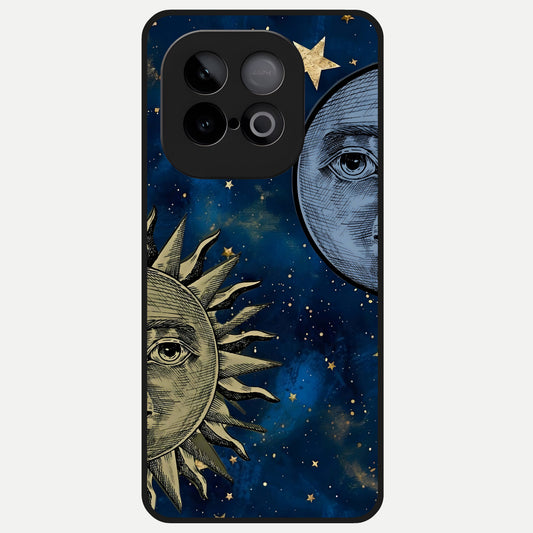  Celestial Moon With Sun Glass Case for iQOO Neo 10 back cover – full design glossy printed glass finish