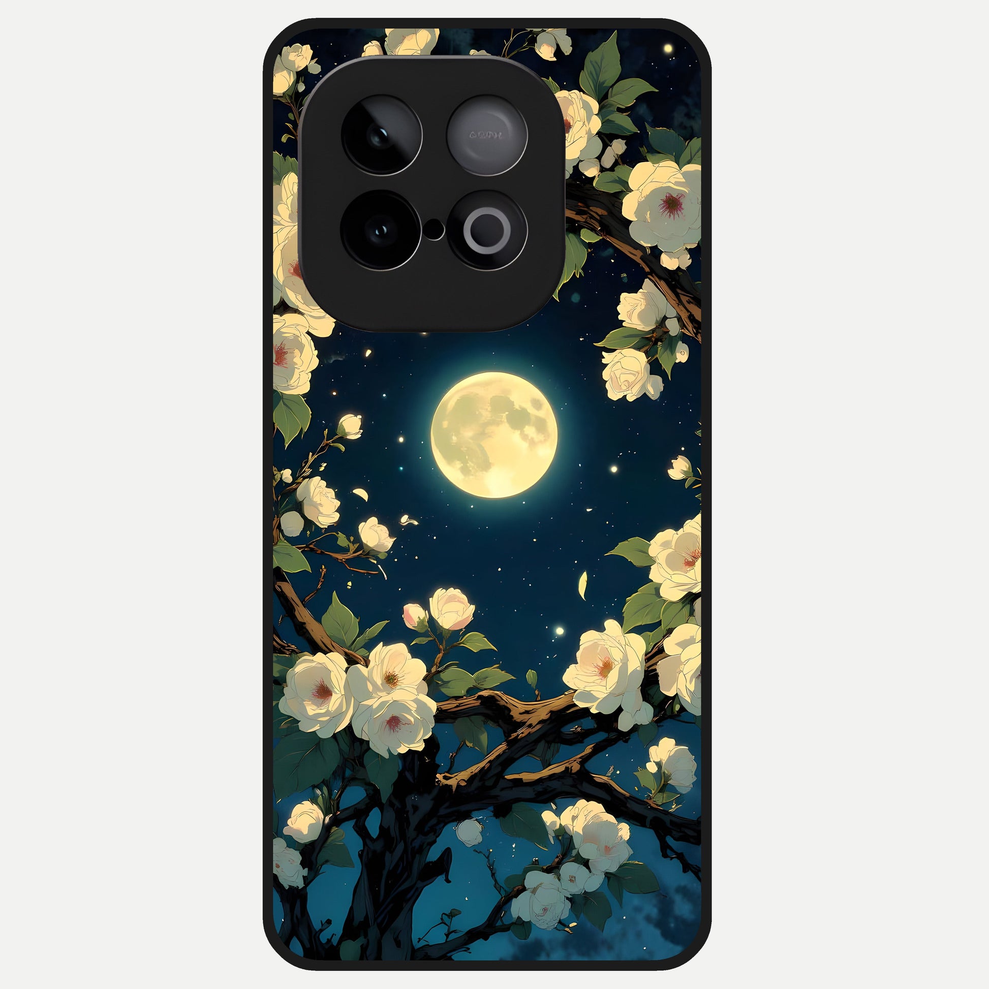  Celestial Moon And Flower Glass Case for iQOO Neo 10 back cover – full design glossy printed glass finish
