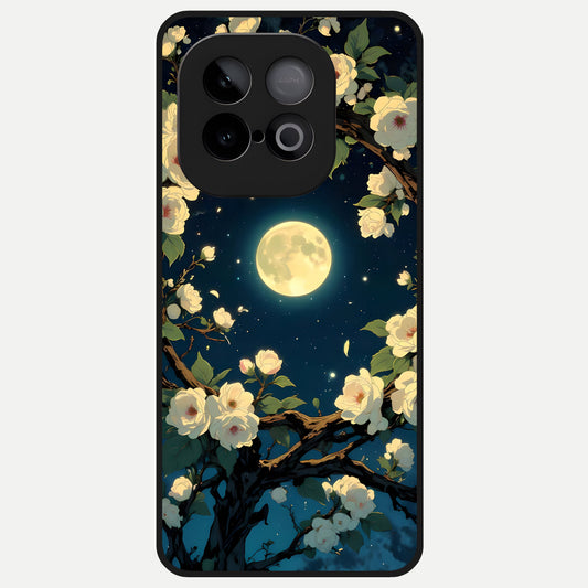  Celestial Moon And Flower Glass Case for iQOO Neo 10 back cover – full design glossy printed glass finish