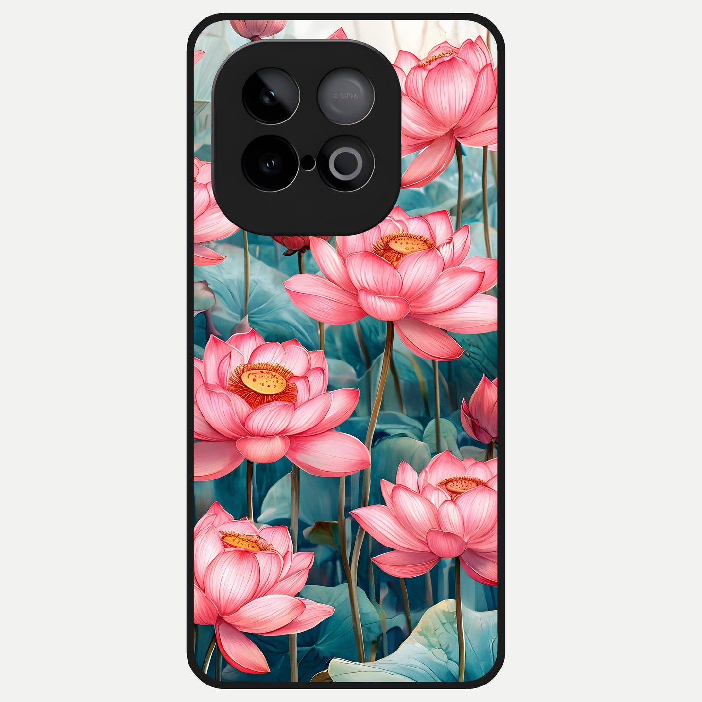  Celestial Pink Lotus Glass Case for iQOO Neo 10 back cover – full design glossy printed glass finish