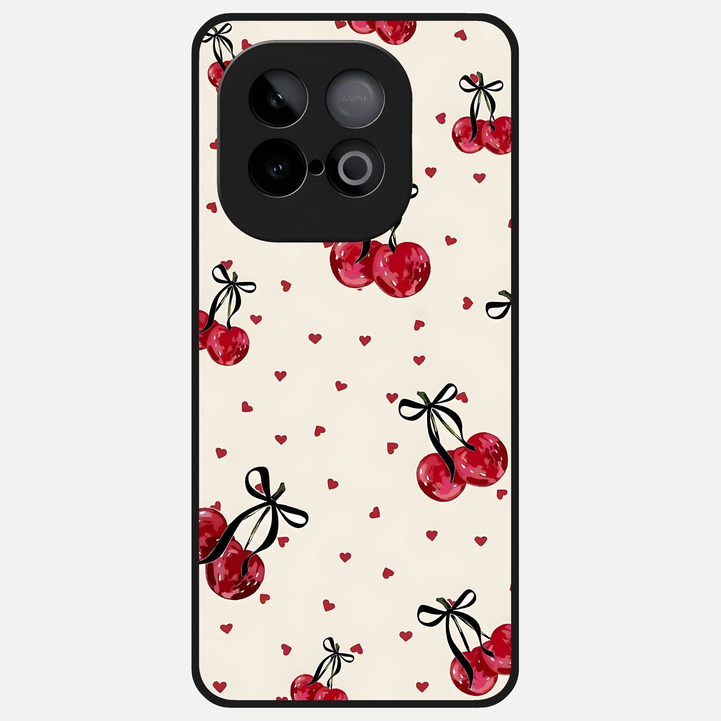  Cherry Heart Bow Glass Case for iQOO Neo 10 back cover – full design glossy printed glass finish