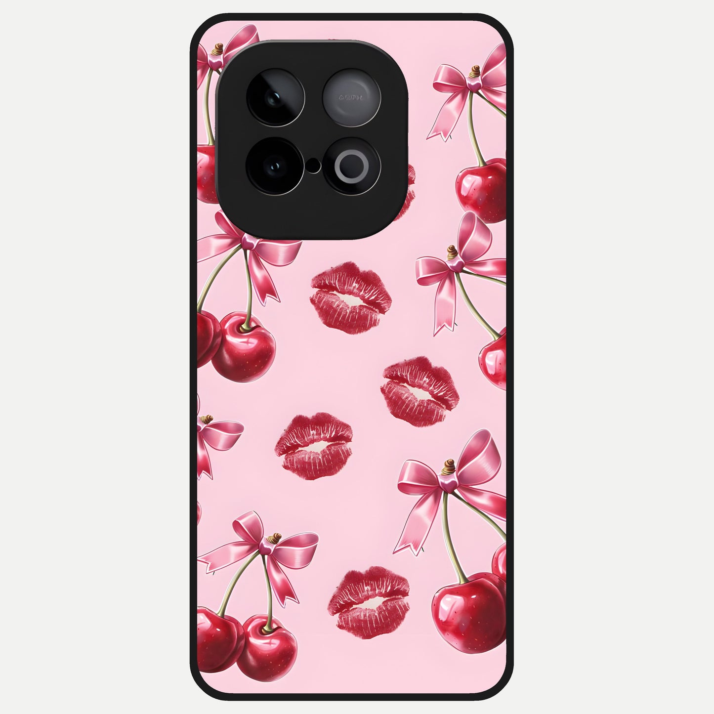  Cherry With Lips Glass Case for iQOO Neo 10 back cover – full design glossy printed glass finish