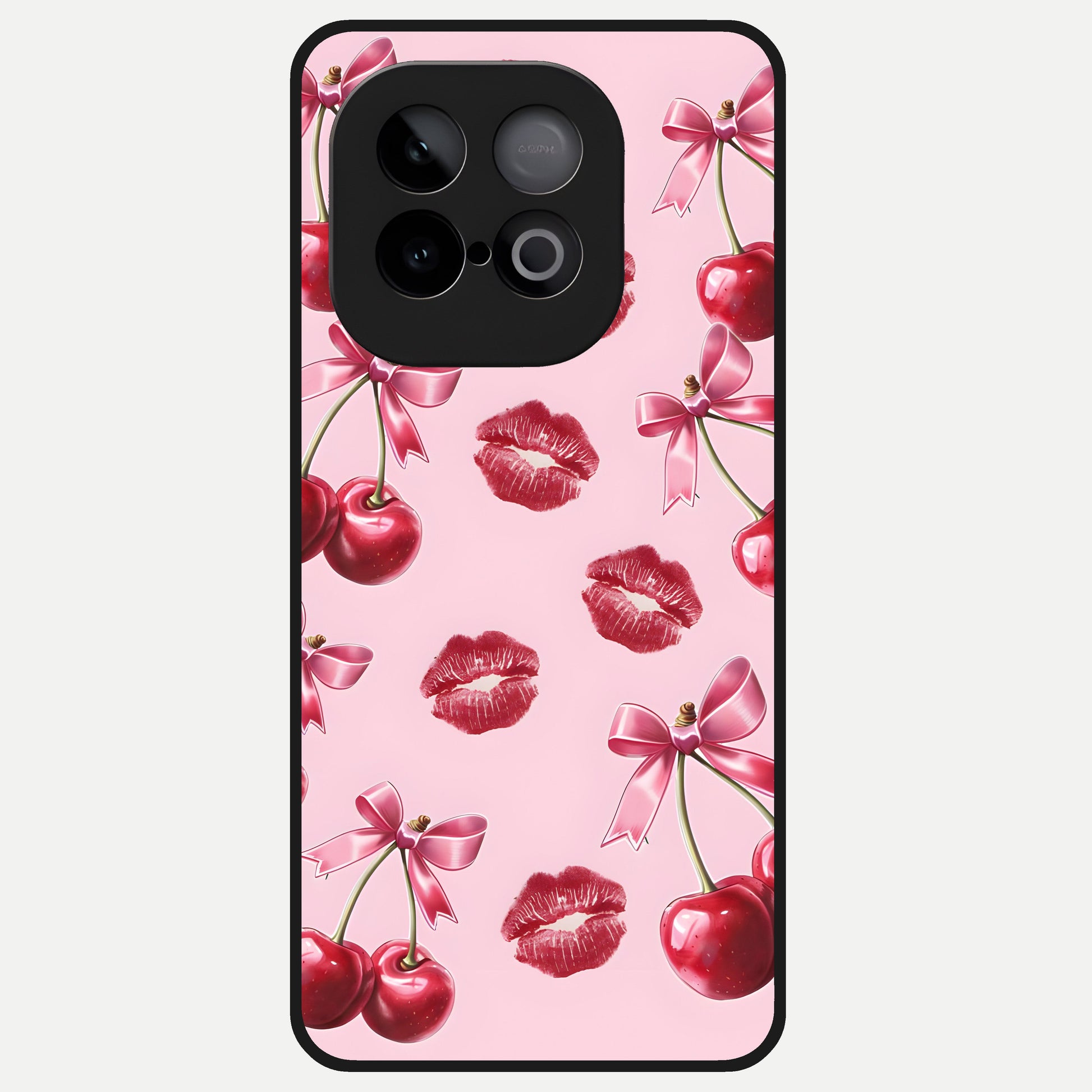  Cherry With Lips Glass Case for iQOO Neo 10 back cover – full design glossy printed glass finish