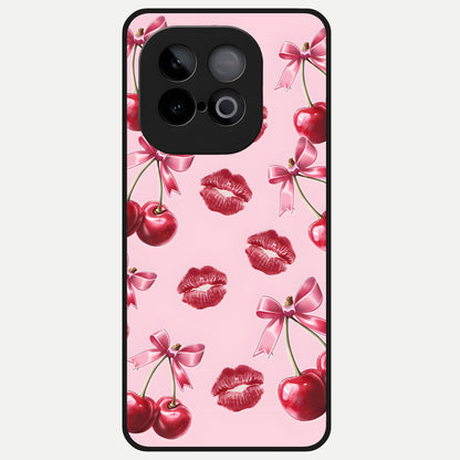  Cherry With Lips Glass Case for iQOO Neo 10 back cover – full design glossy printed glass finish