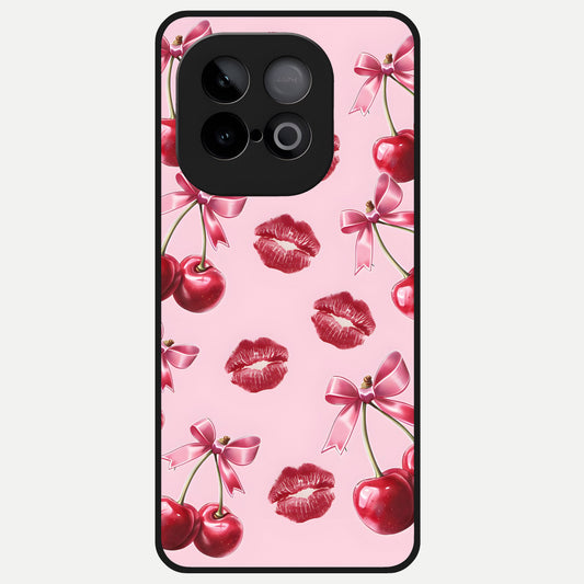  Cherry With Lips Glass Case for iQOO Neo 10 back cover – full design glossy printed glass finish