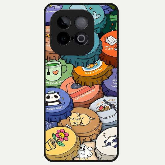  Coins Patterns Glass Case for iQOO Neo 10 back cover – full design glossy printed glass finish