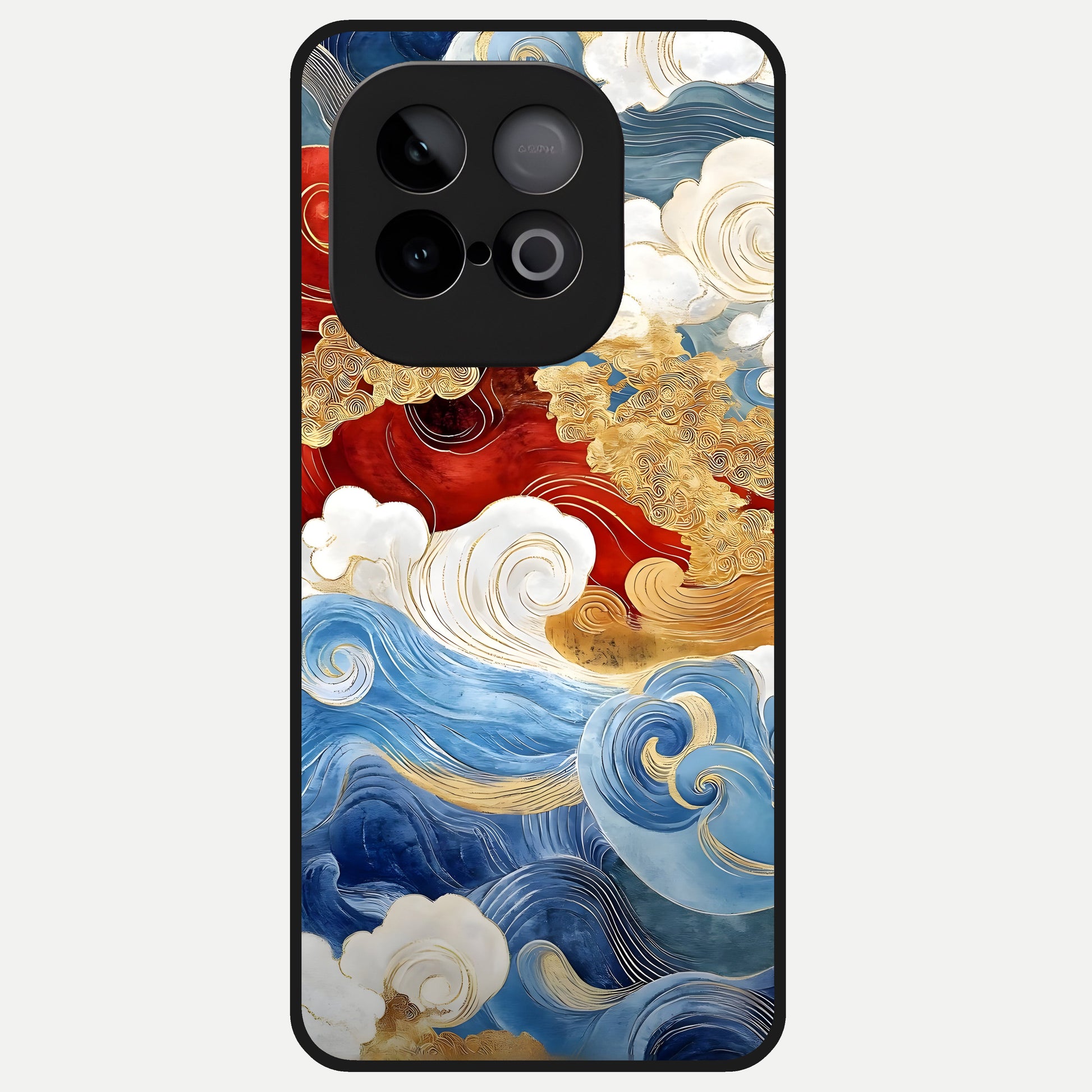  Colored Waves Glass Case for iQOO Neo 10 back cover – full design glossy printed glass finish