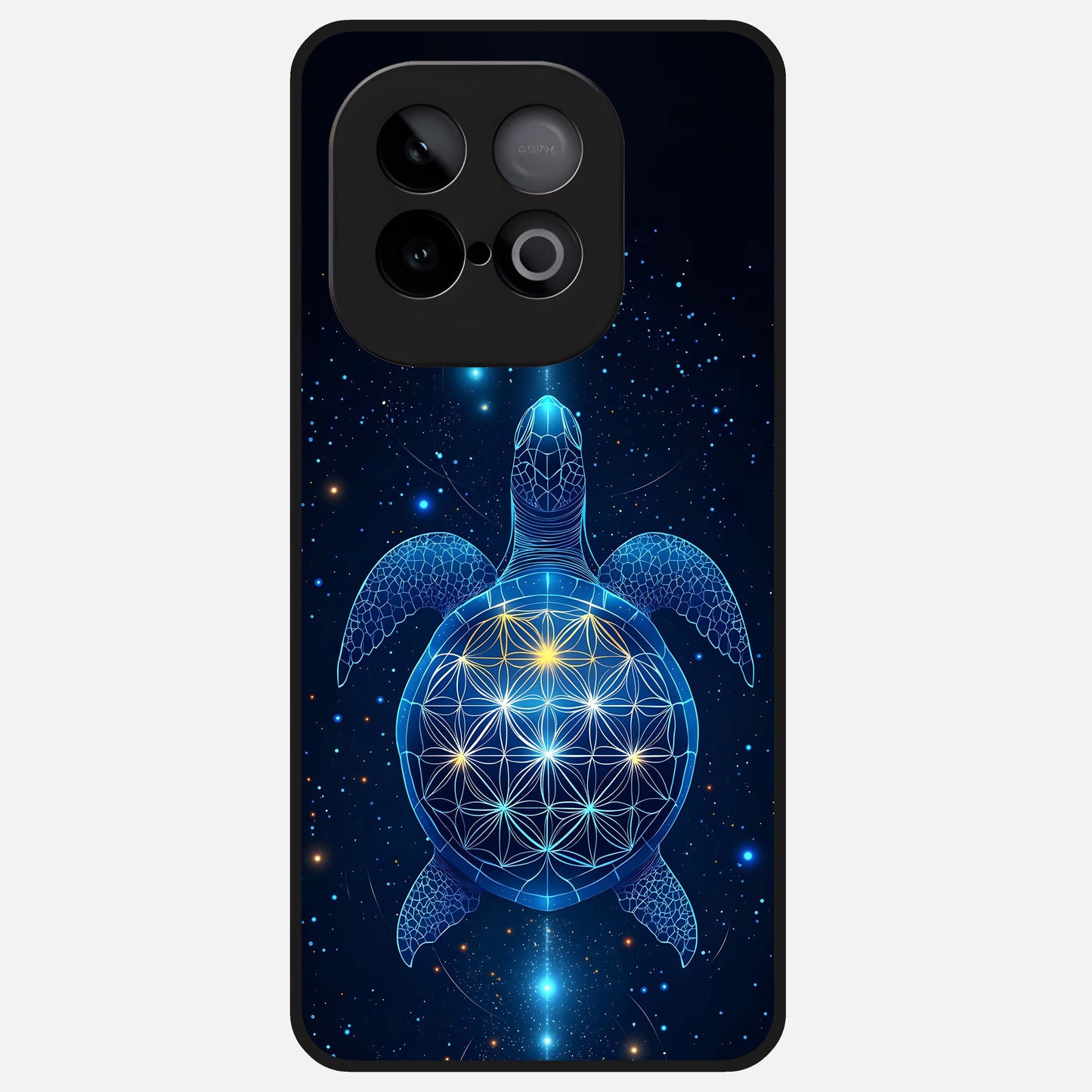  Crimson Blue Turtle Glass Case for iQOO Neo 10 back cover – full design glossy printed glass finish