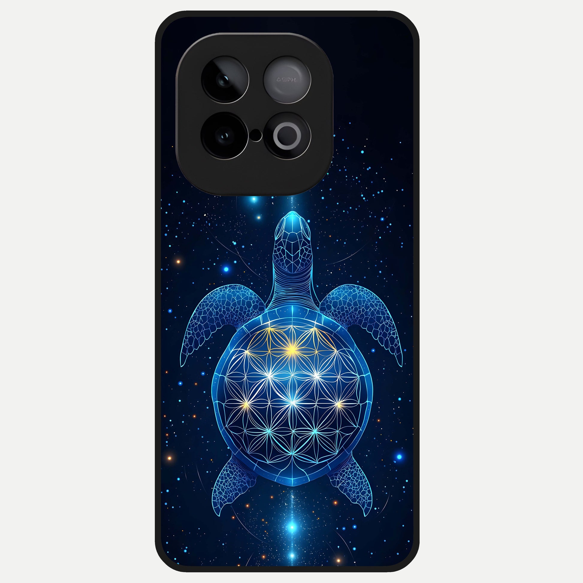  Crimson Blue Turtle Glass Case for iQOO Neo 10 back cover – full design glossy printed glass finish