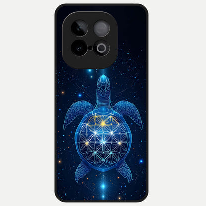  Crimson Blue Turtle Glass Case for iQOO Neo 10 back cover – full design glossy printed glass finish