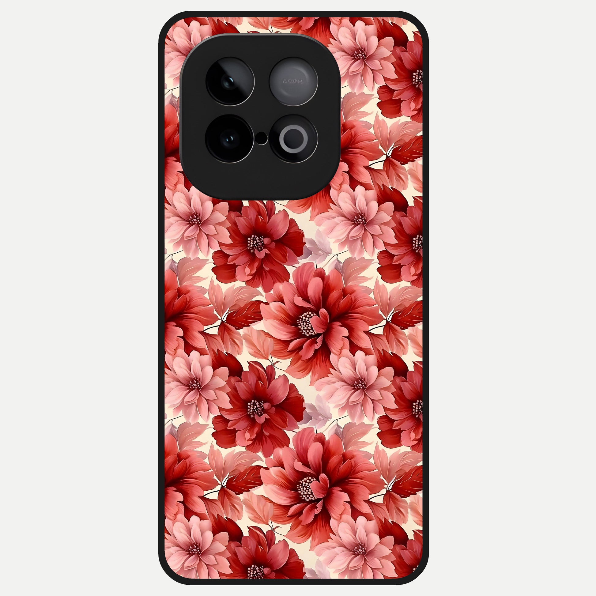  Crimson Love Petals Glass Case for iQOO Neo 10 back cover – full design glossy printed glass finish