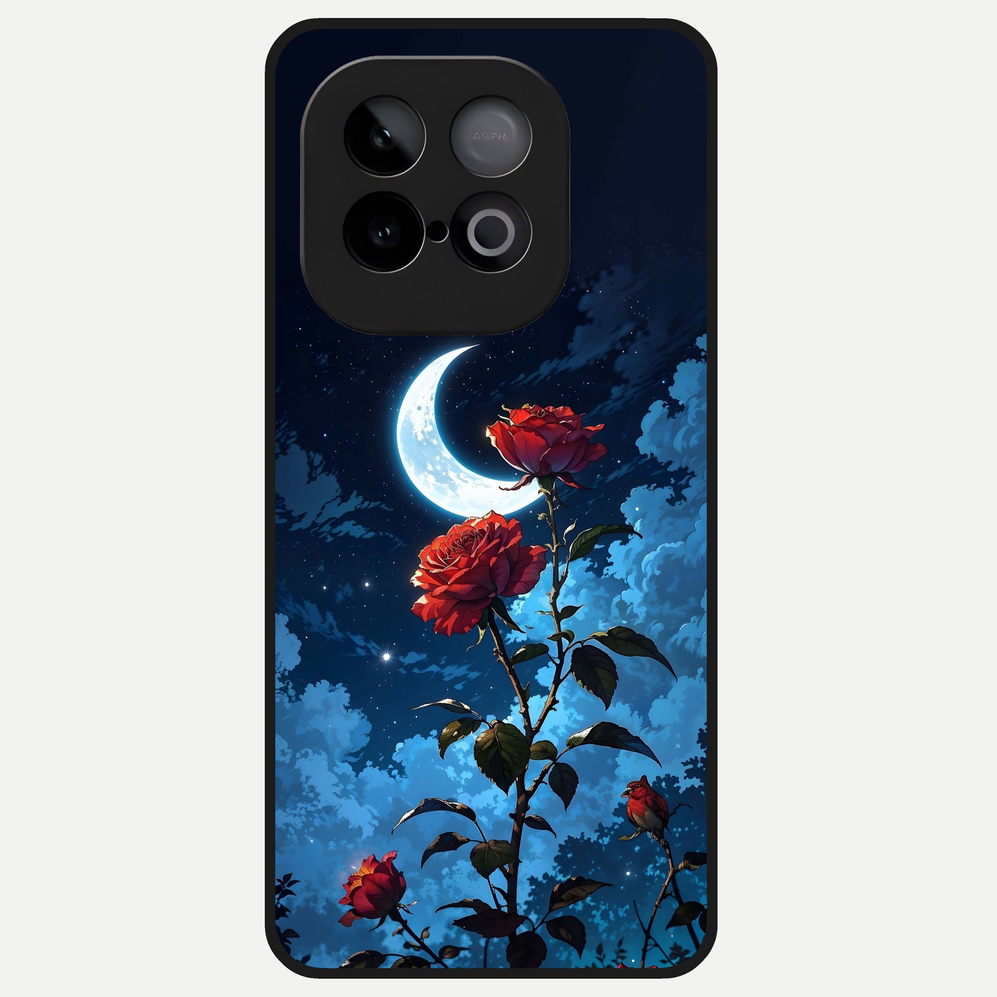  Crimson Rose Moon Glass Case for iQOO Neo 10 back cover – full design glossy printed glass finish