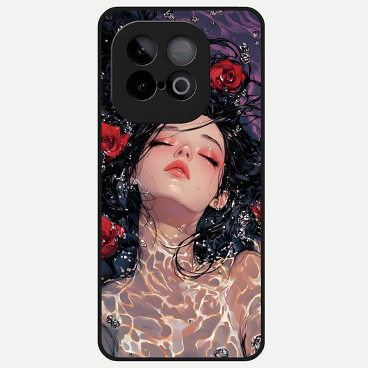  Crimson Rose Serenity Glass Case for iQOO Neo 10 back cover – full design glossy printed glass finish