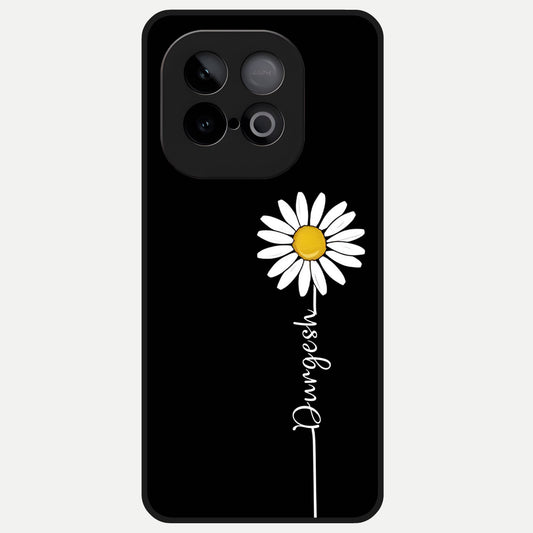  Custom Name White Flower Glass Case for iQOO Neo 10 back cover – full design glossy printed glass finish