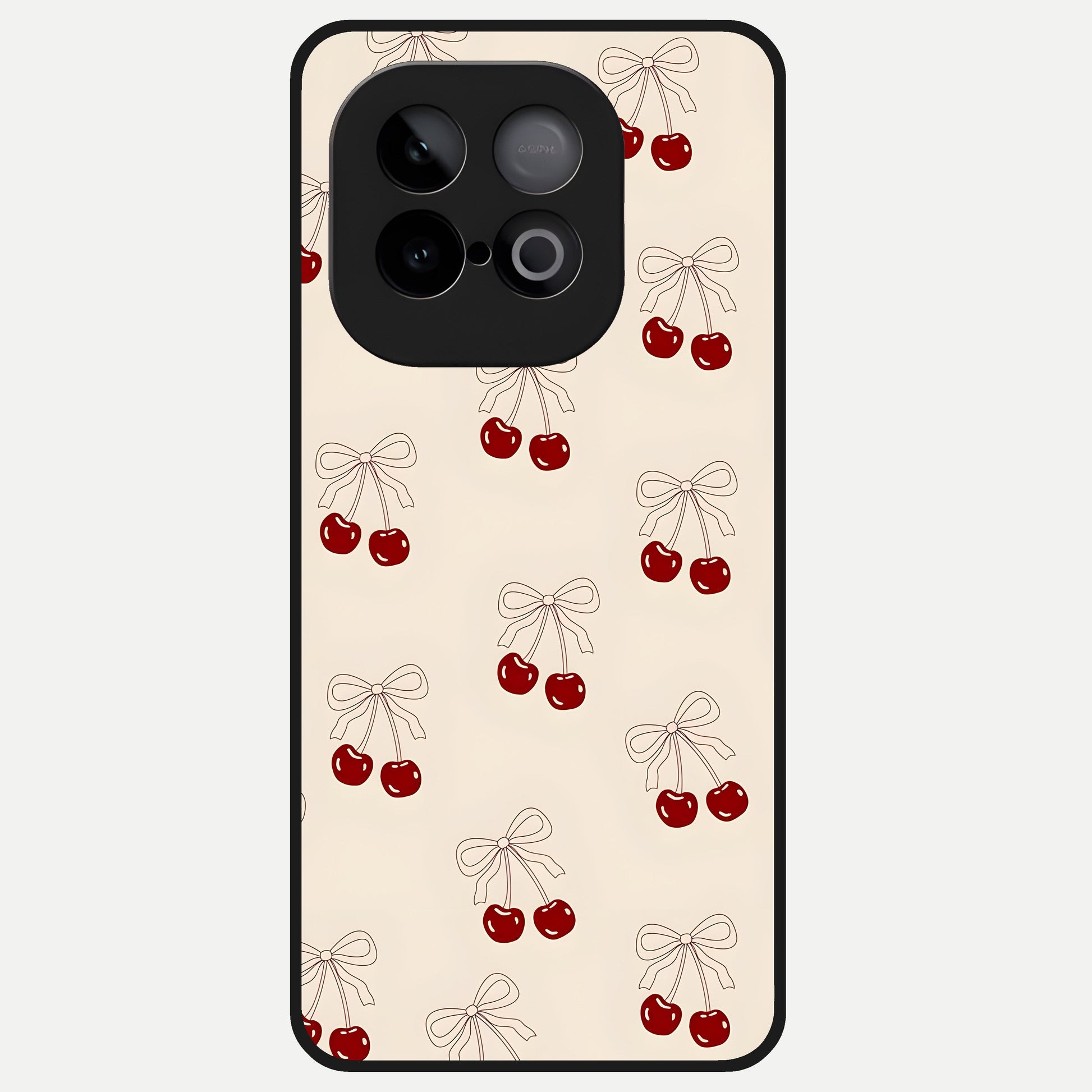  Cute Cherry Pattern Glass Case for iQOO Neo 10 back cover – full design glossy printed glass finish