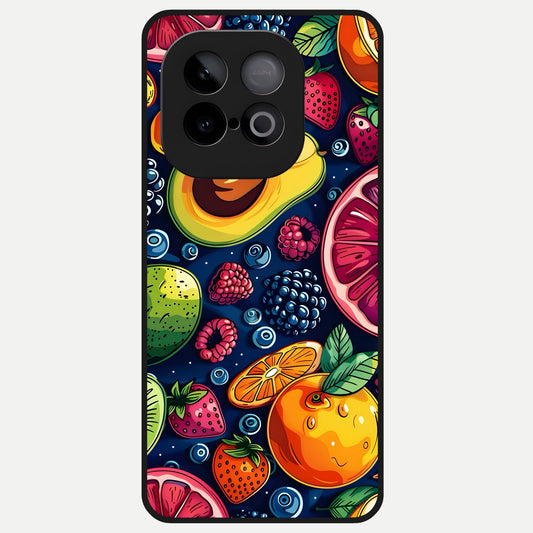  Cute Fruits Art Glass Case for iQOO Neo 10 back cover – full design glossy printed glass finish