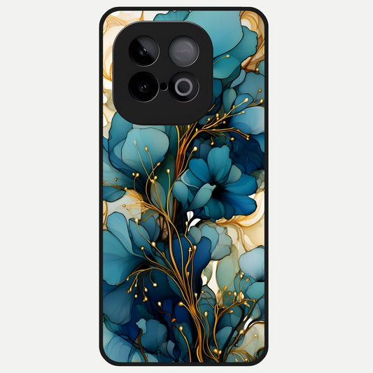  Golden Bloom Symphony Glass Case for iQOO Neo 10 back cover – full design glossy printed glass finish