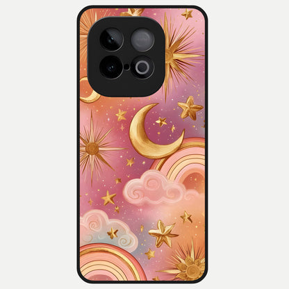  Golden Celestial Dreams Glass Case for iQOO Neo 10 back cover – full design glossy printed glass finish