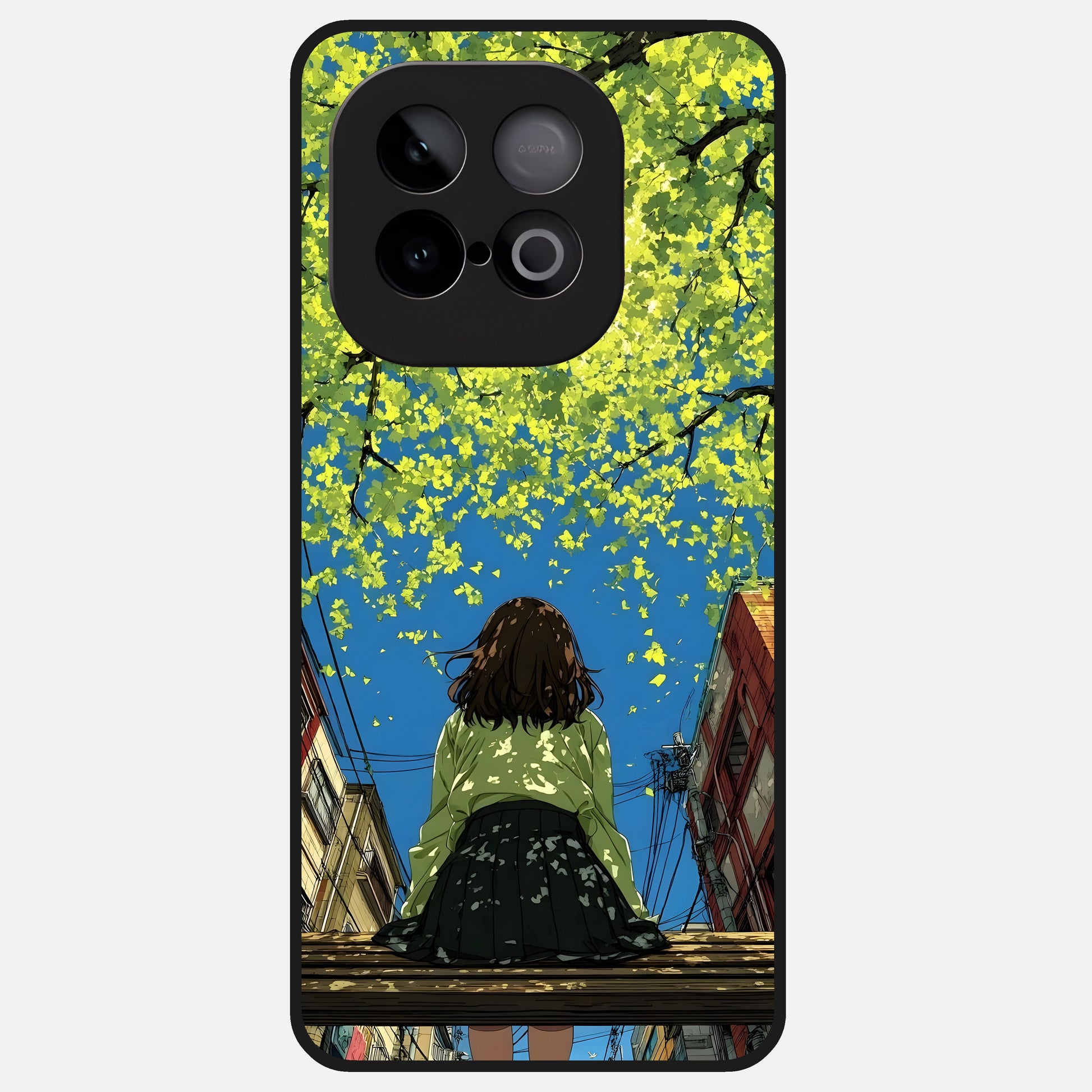  Golden Leaves Glow Glass Case for iQOO Neo 10 back cover – full design glossy printed glass finish