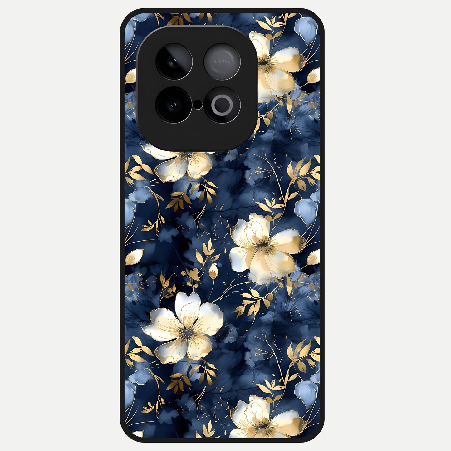  Golden Midnight Bloom Glass Case for iQOO Neo 10 back cover – full design glossy printed glass finish