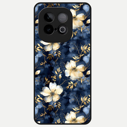  Golden Midnight Bloom Glass Case for iQOO Neo 10 back cover – full design glossy printed glass finish