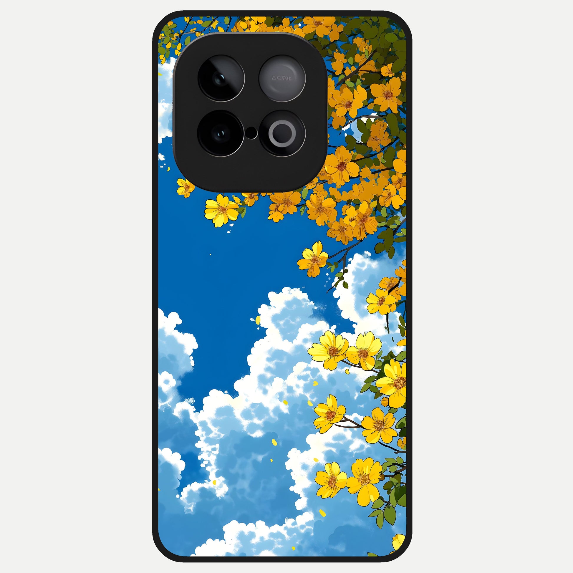  Golden Petal Sky Glass Case for iQOO Neo 10 back cover – full design glossy printed glass finish