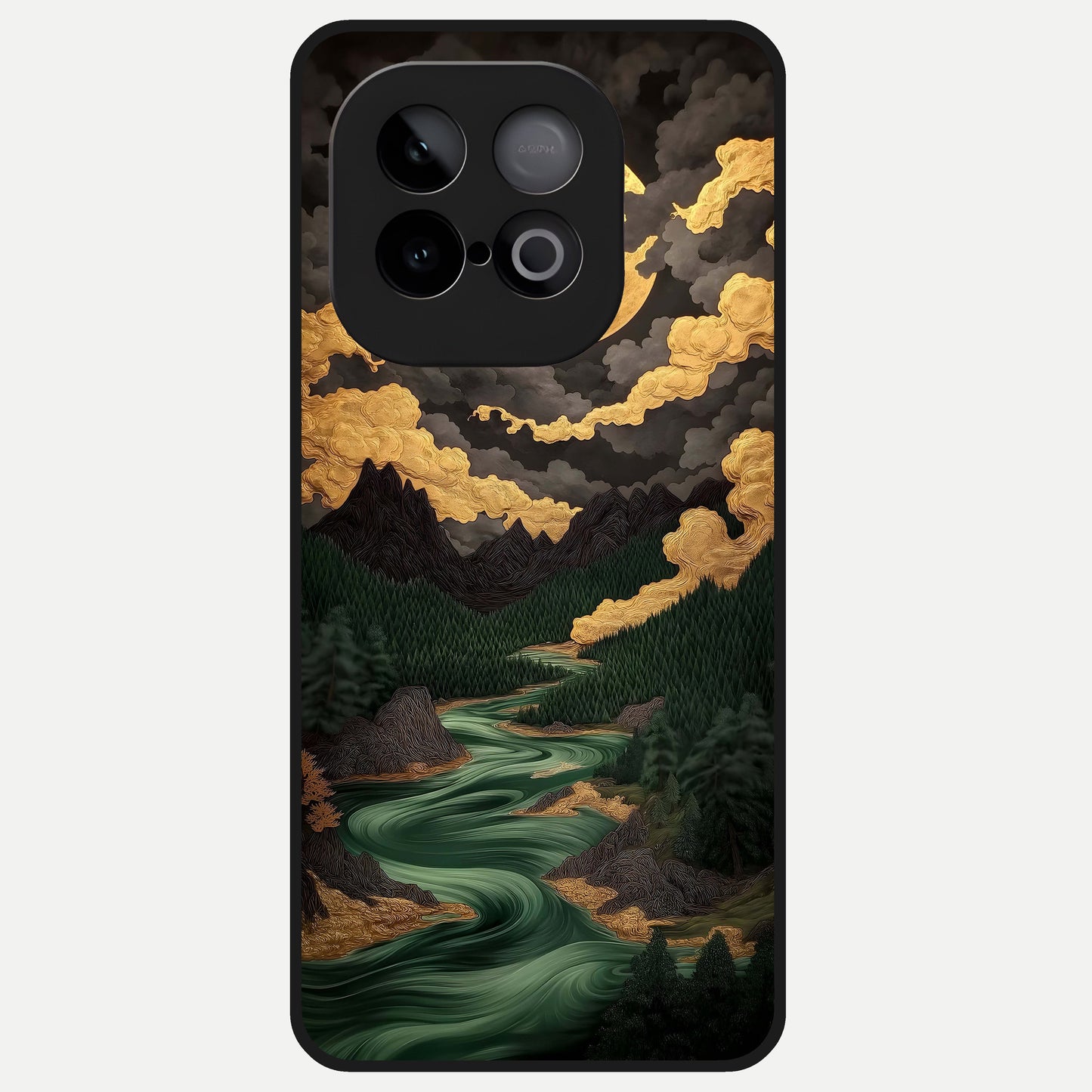  Golden River Moon Glass Case for iQOO Neo 10 back cover – full design glossy printed glass finish