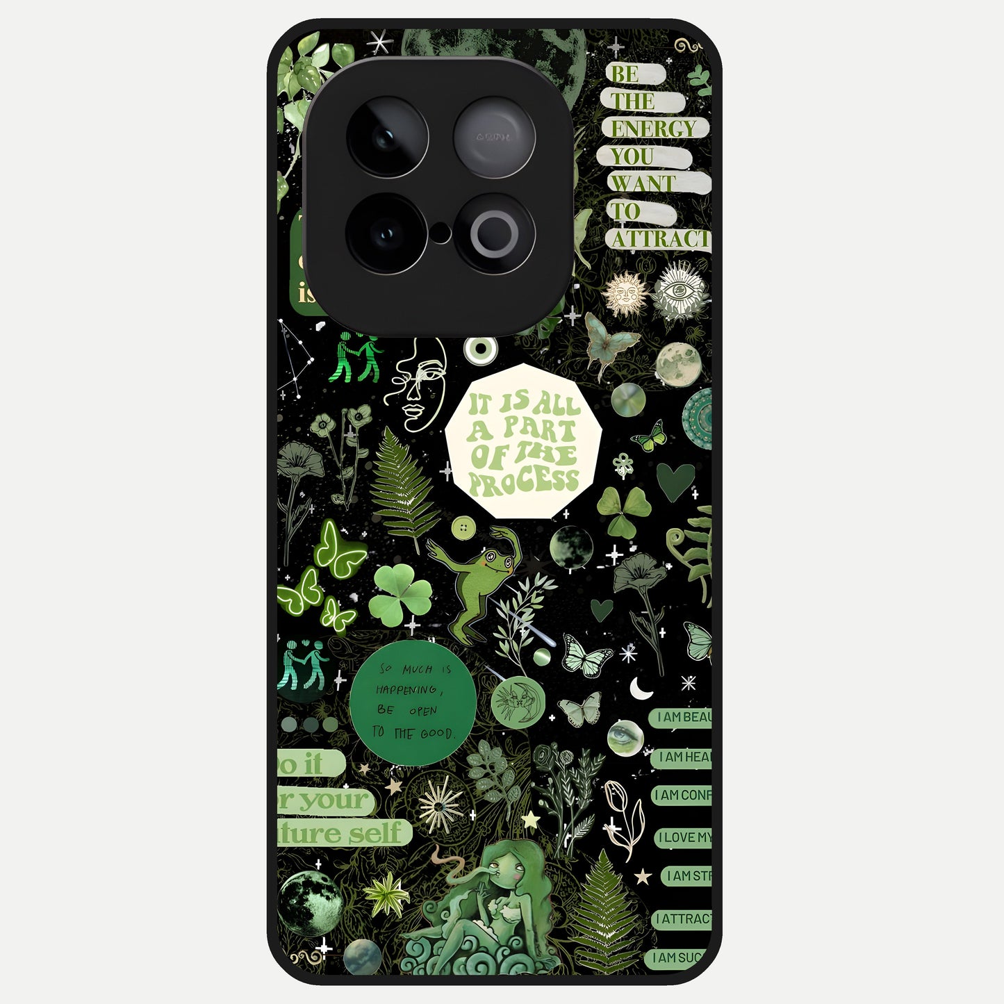  Green Mandala Pattern Glass Case for iQOO Neo 10 back cover – full design glossy printed glass finish