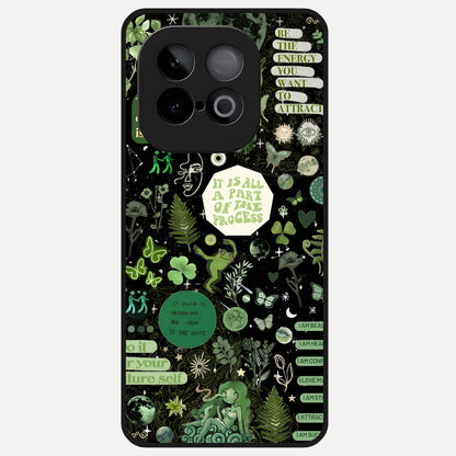  Green Mandala Pattern Glass Case for iQOO Neo 10 back cover – full design glossy printed glass finish