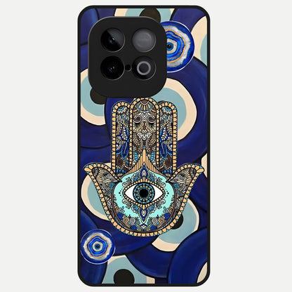 Hamsa Divine Guard Glass Case for iQOO Neo 10 back cover – full design glossy printed glass finish
