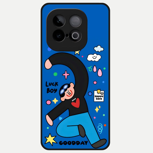 Happy Luck Vibe Glass Case for iQOO Neo 10 back cover – full design glossy printed glass finish