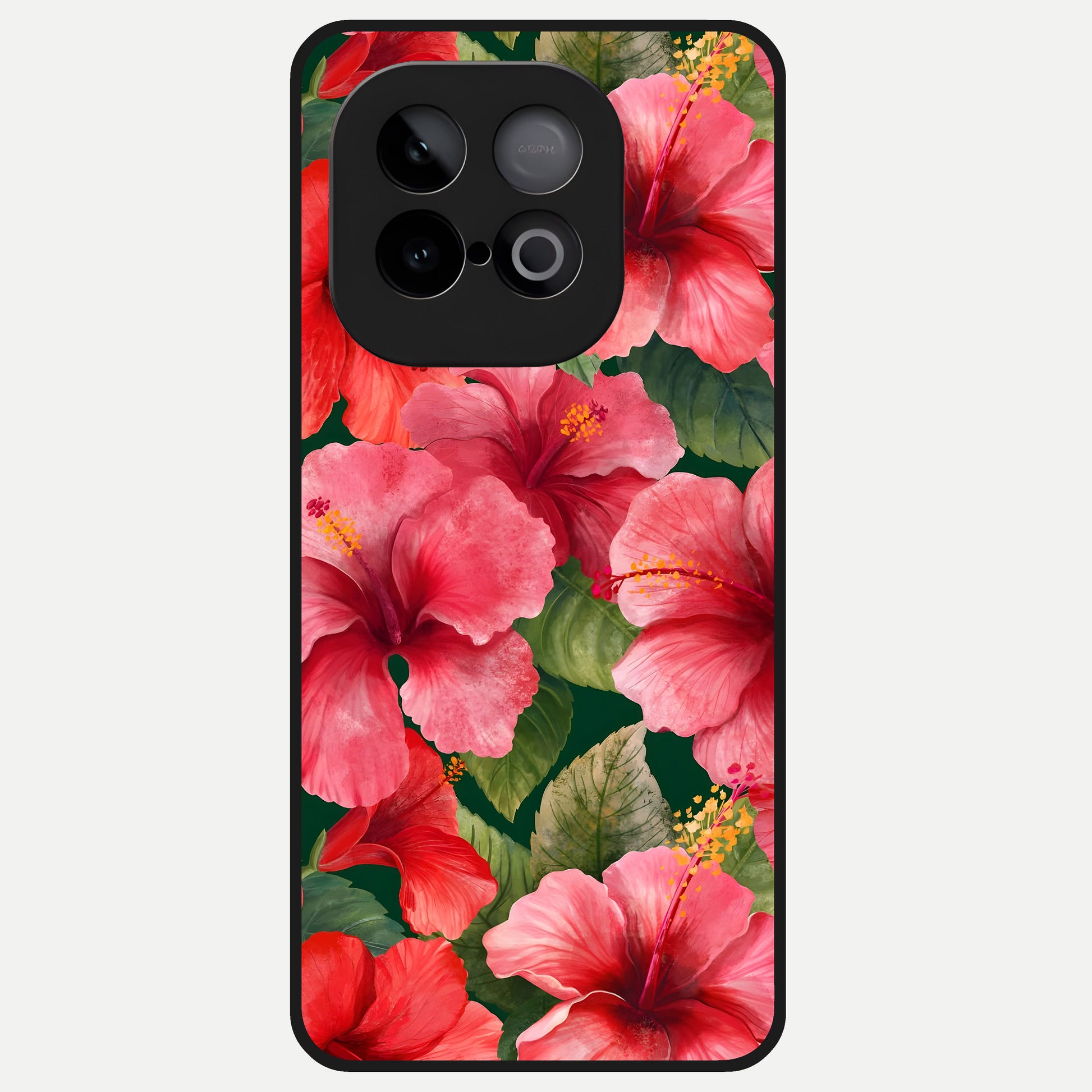  Hibiscus Pattern Glass Case for iQOO Neo 10 back cover – full design glossy printed glass finish