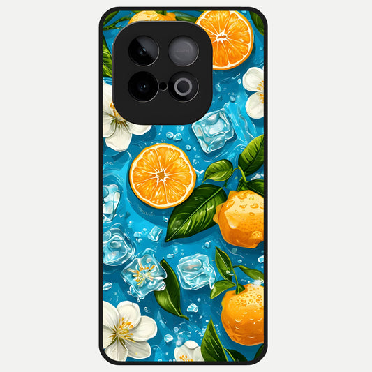  Ice Cube With Orange Glass Case for iQOO Neo 10 back cover – full design glossy printed glass finish