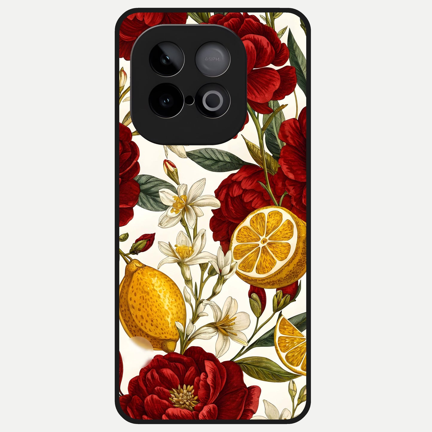  Lemon Rose Charm Glass Case for iQOO Neo 10 back cover – full design glossy printed glass finish