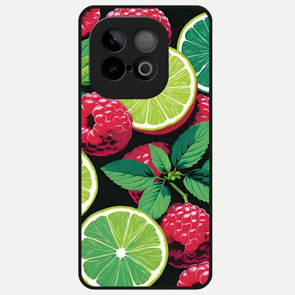  Lime and Raspberry Pattern Glass Case for iQOO Neo 10 back cover – full design glossy printed glass finish