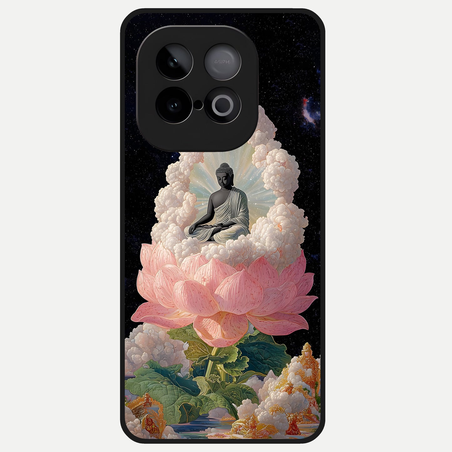  Lotus Divine Peace Glass Case for iQOO Neo 10 back cover – full design glossy printed glass finish