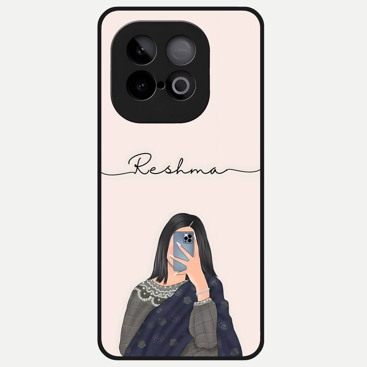  Mirror Mood Muse With Custom Name Glass Case for iQOO Neo 10 back cover – full design glossy printed glass finish