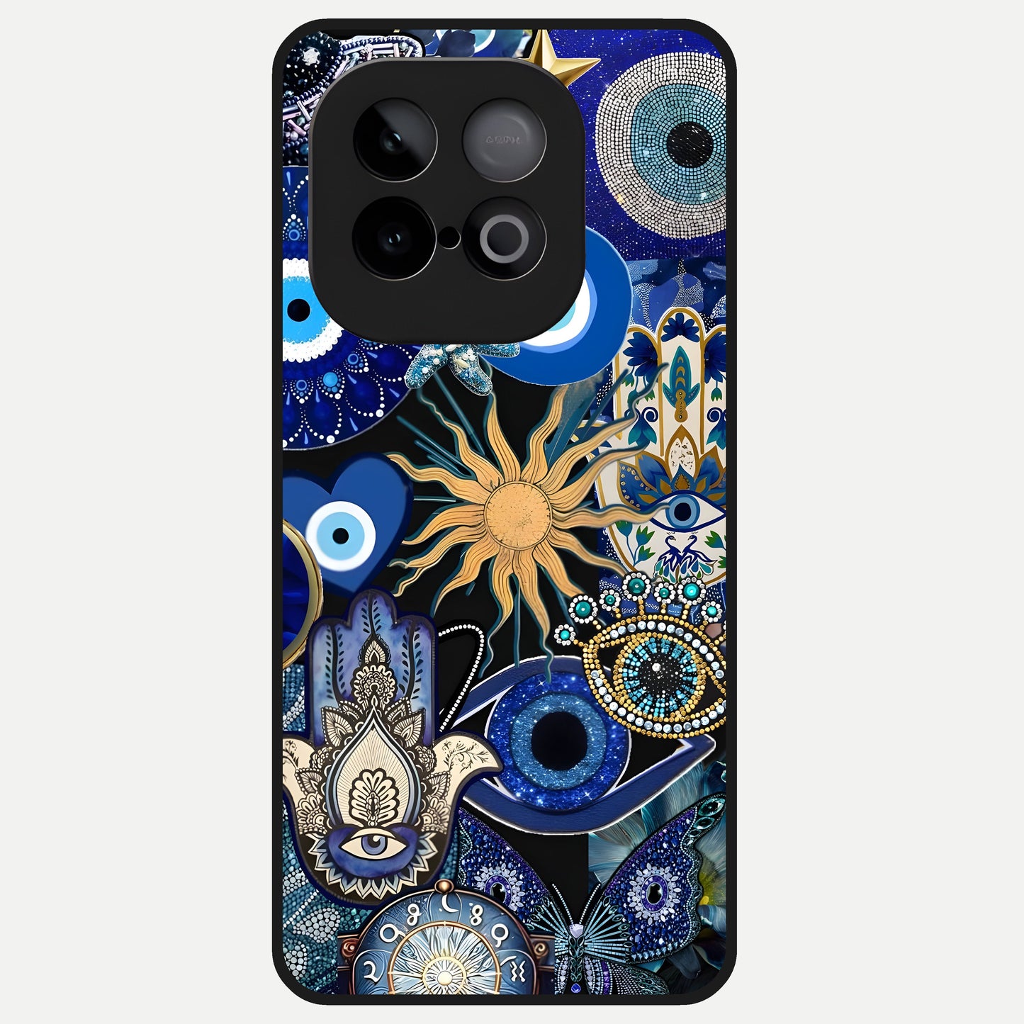  Mystic Blue Evil Eye Glass Case for iQOO Neo 10 back cover – full design glossy printed glass finish