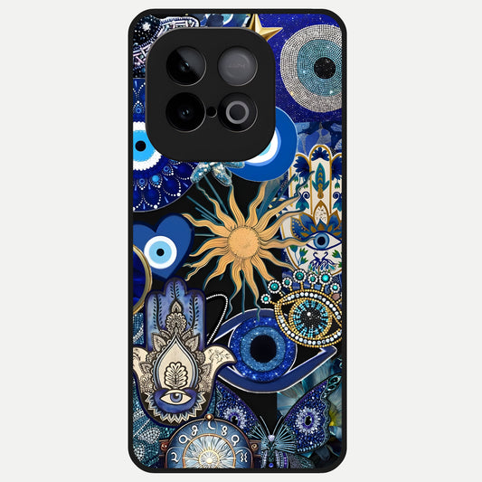  Mystic Blue Evil Eye Glass Case for iQOO Neo 10 back cover – full design glossy printed glass finish
