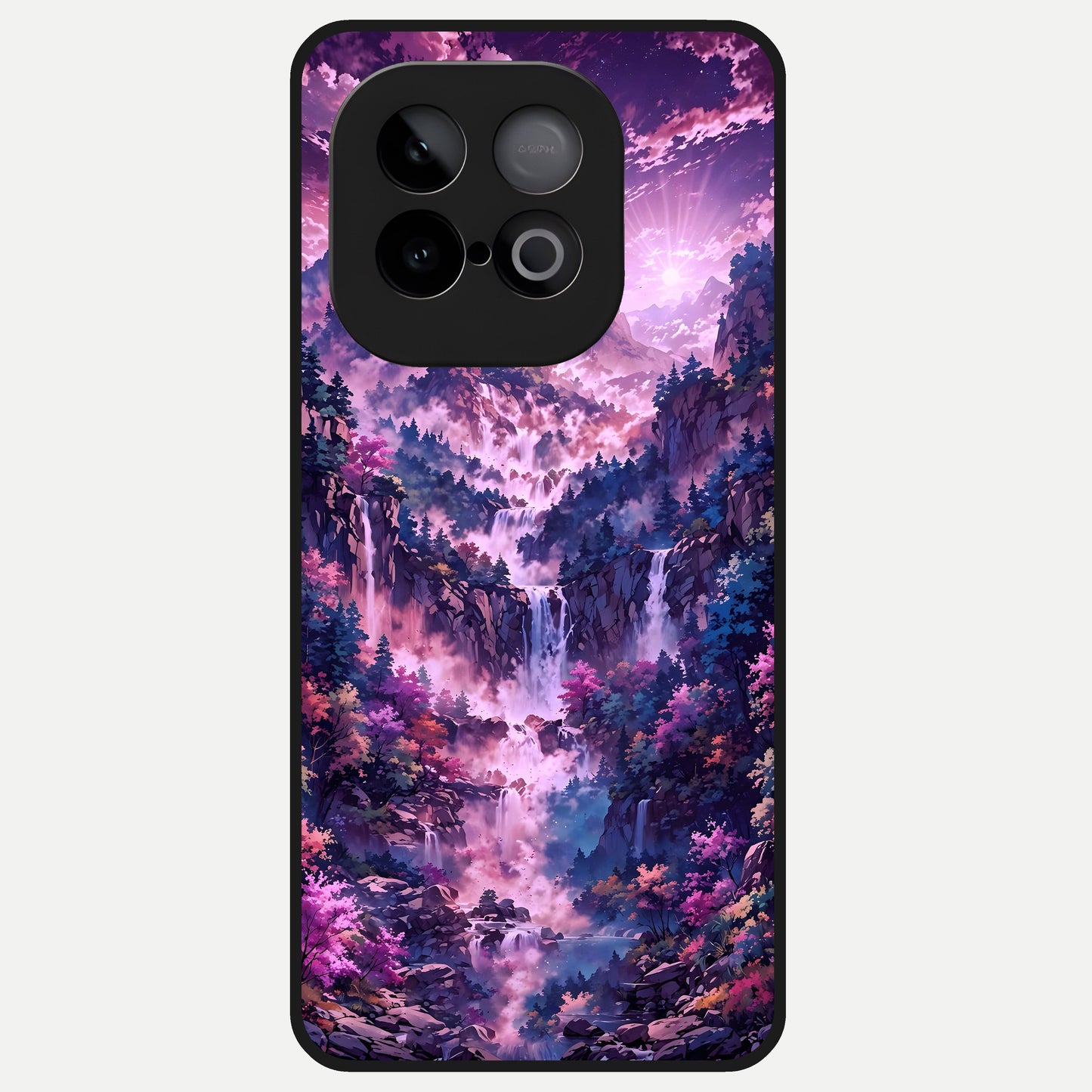  Mystic Cascade Peaks Glass Case for iQOO Neo 10 back cover – full design glossy printed glass finish