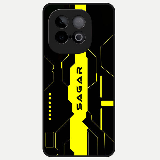  Neon CYBERPUNK Custom Name Glass Case for iQOO Neo 10 back cover – full design glossy printed glass finish