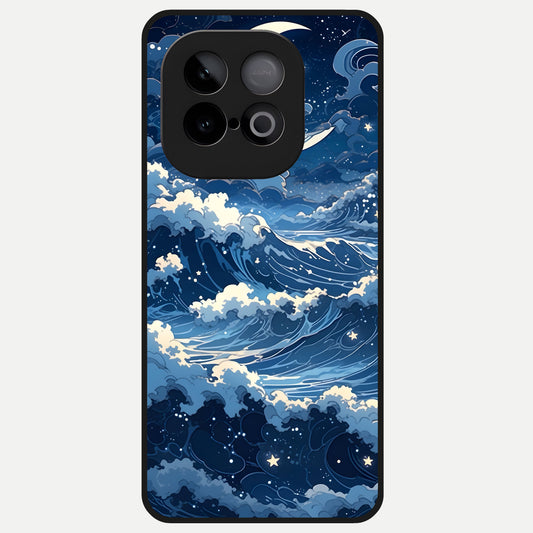  Ocean Moon Waves Glass Case for iQOO Neo 10 back cover – full design glossy printed glass finish