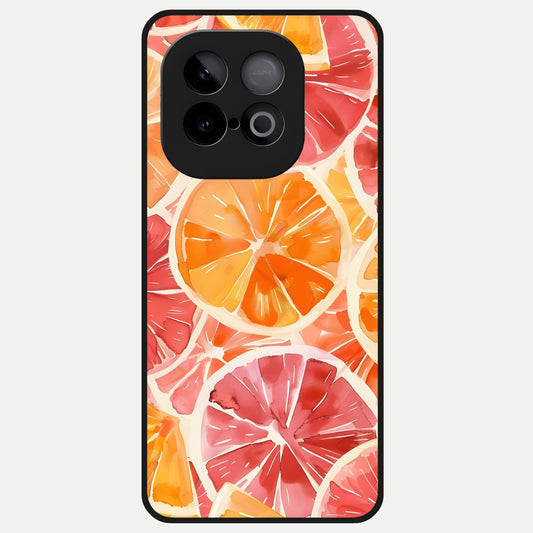  Orange Fruits Pattern Glass Case for iQOO Neo 10 back cover – full design glossy printed glass finish