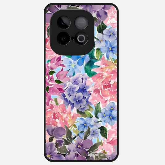  Pastel Floral Mix Glass Case for iQOO Neo 10 back cover – full design glossy printed glass finish