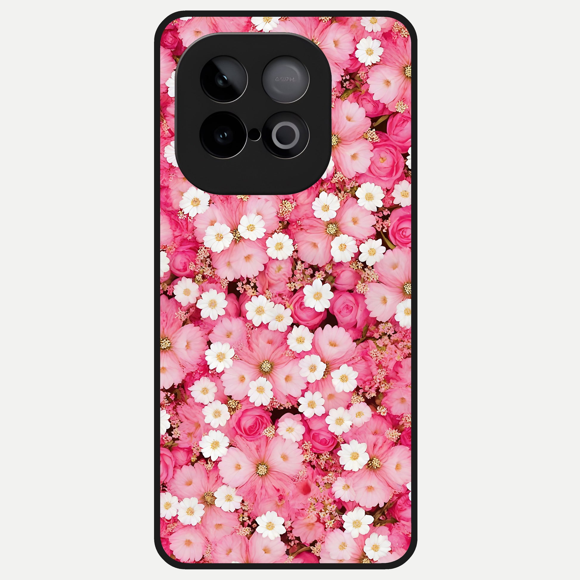  Pink Daisy Bliss Glass Case for iQOO Neo 10 back cover – full design glossy printed glass finish