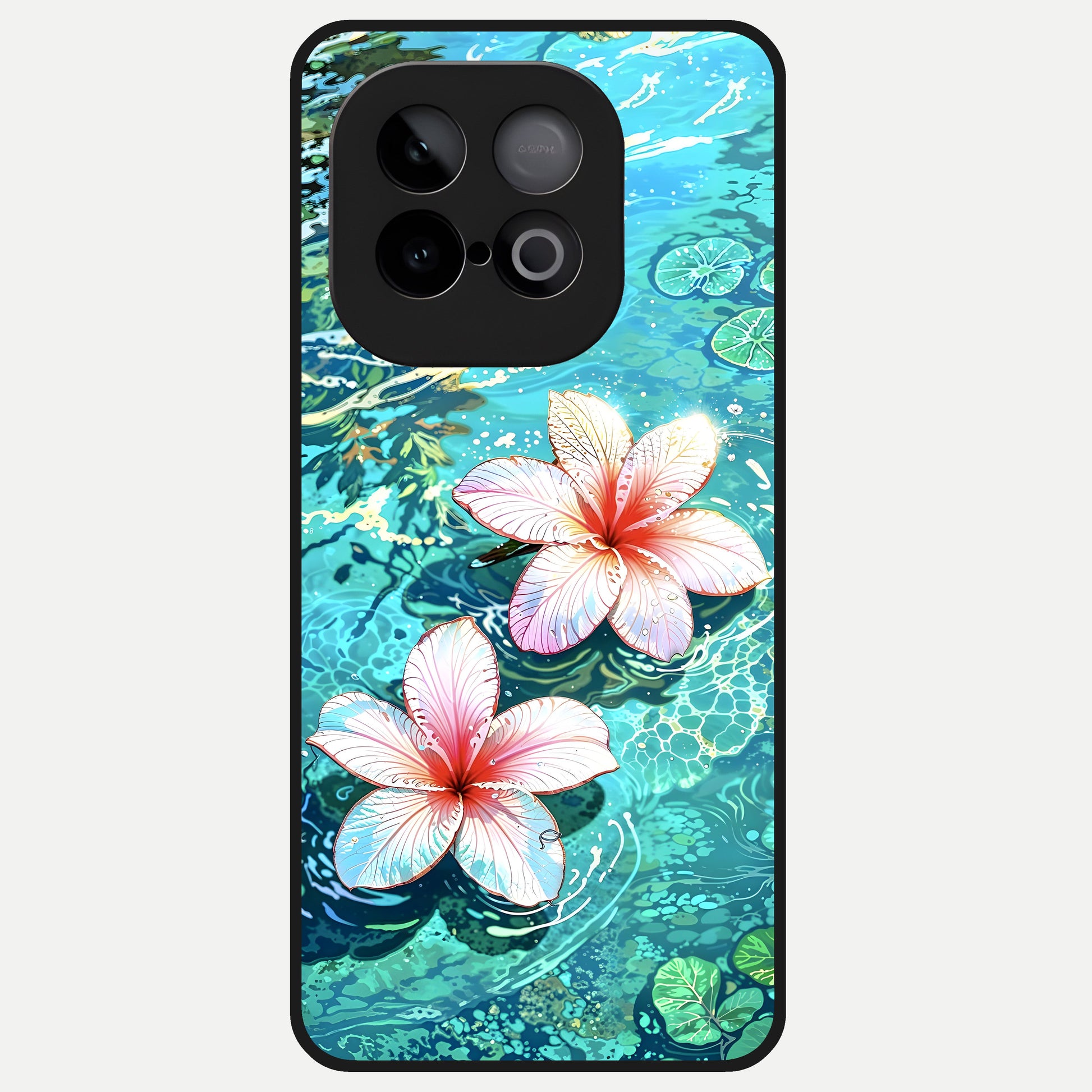  Pink Flowers in Water Glass Case for iQOO Neo 10 back cover – full design glossy printed glass finish